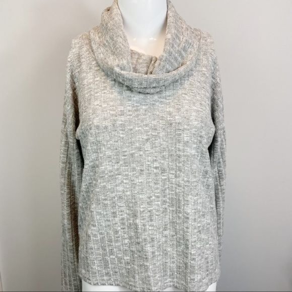BP. Heathered Gray Slouchy Cowl Neck Ribbed Sweater Size Large - Picture 1 of 5